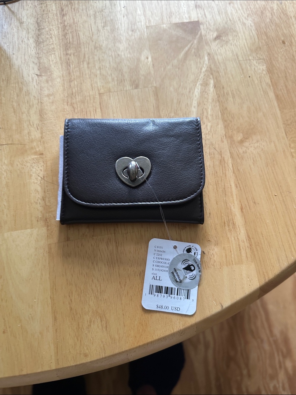 Free People Black Compact Wallet with Heart Turn-Lock